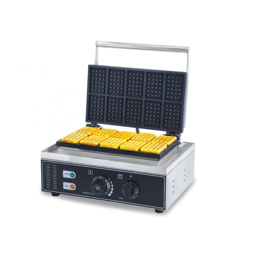 Waffle Iron Belgian - 220V Ticari Paslanmaz Çelik Yapışmaz Belçika