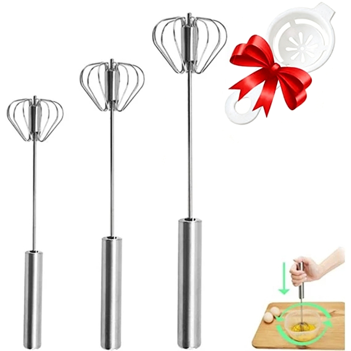 Kitchen Appliances Unit - 1/3 adet Paslanmaz Çelik Yumurta Çırpıcı